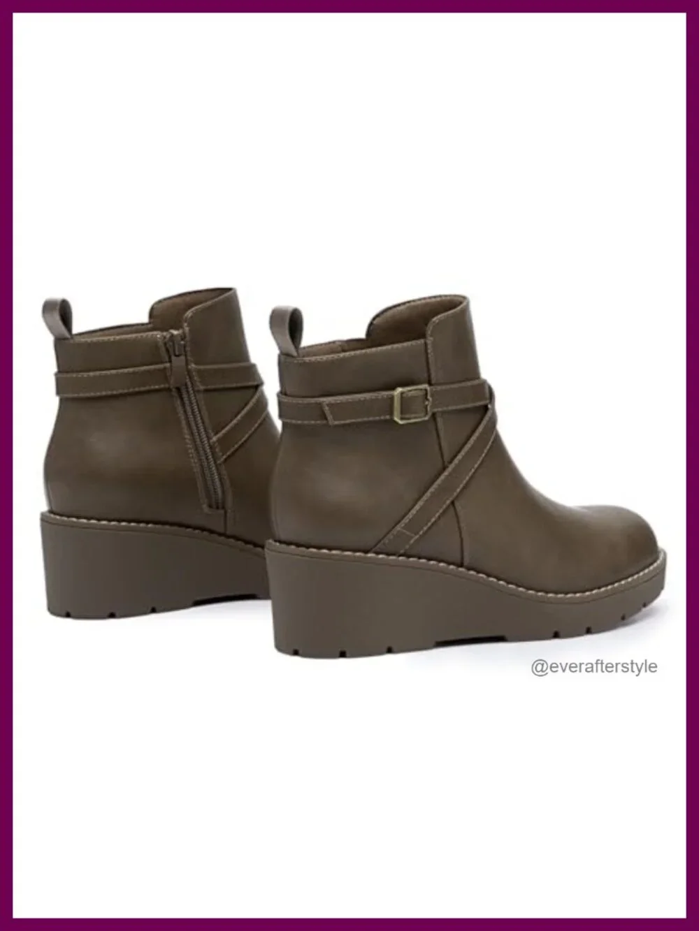 Women's Faux Leather Wedge Ankle Boots with Side Zipper